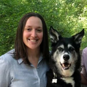 Profile picture of Christine, a care coordinator, with her German Shepherd cross German Pointer